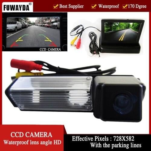 FUWAYDA Color Car Rear View Camera for Mitsubishi Challenger Grandis Nativa Pajero Sport,4.3 Inch foldable LCD TFT Monitor