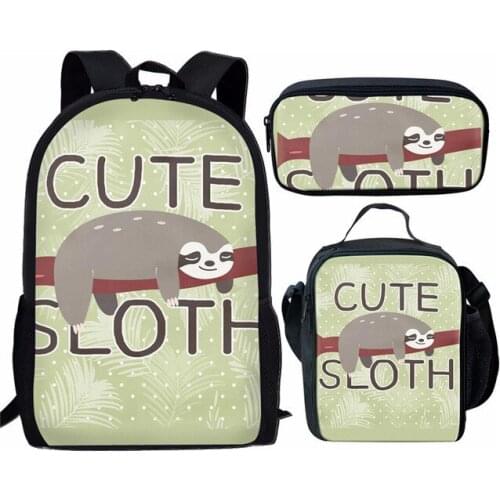 Kids Bag for School Custom pattern Cute Animal Sloth Printing School Bags Children Primary Backpack Girls Boys Kawaii Book Bags