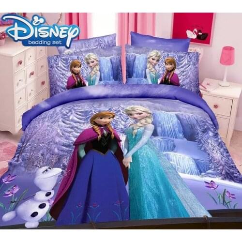 Disney princess bedding sets single twin size frozen elsa anna print bed cover room decor duvet cover 3/4pcs pillow case linens