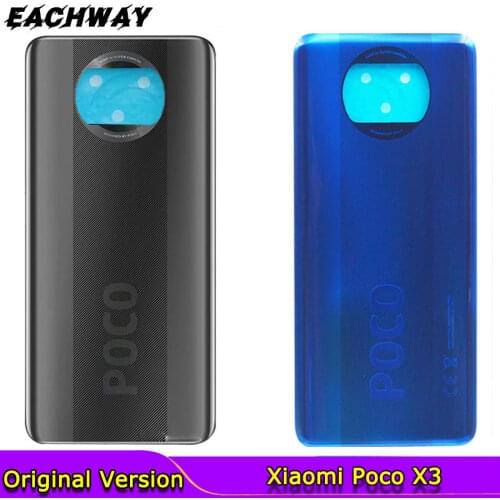For Xiaomi Poco X3 Battery Cover MZB07 Back Glass Rear Door Housing Case POCO X3 Back Panel PocoX3 Battery Cover With Adhesive