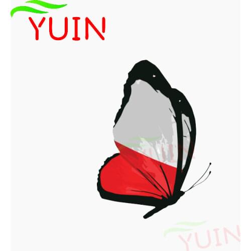 Poland Flag Butterfly Lnterest Car Sticker Motorcycle Accessories Cute PVC Window Graphic Decoration Waterproof Decal 11*8cm