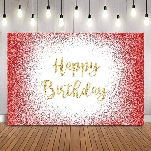 Red Glitter Birthday Backdrop Happy Birthday Golden Background for Photo Studio Photocall Adult Theme Party Decoration Supplies