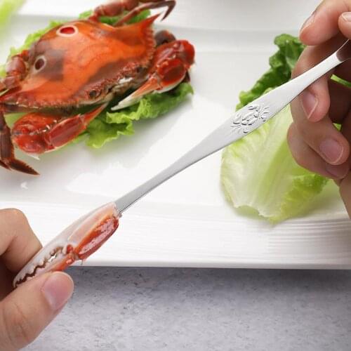 Kapmore 1pc Crab Fork Stainless Steel Professional Creative Crab Pick Crab Spoon Crab Tools Seafood Tools Accessories