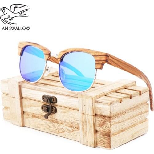 Classic zebra glasses, wooden frame frames, fashionable trendy people, simple polarizing sunglasses, mens travel Sunglasses