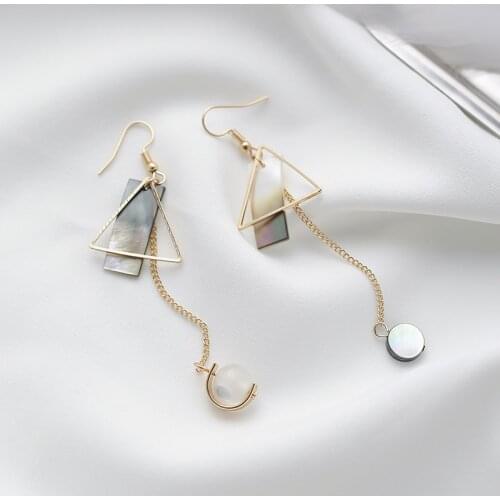 Korean Fashion Delicate Tassel Long Earrings Asymmetric Shell Geometric Star Dangle Earrings Femme Pendante Jewelry