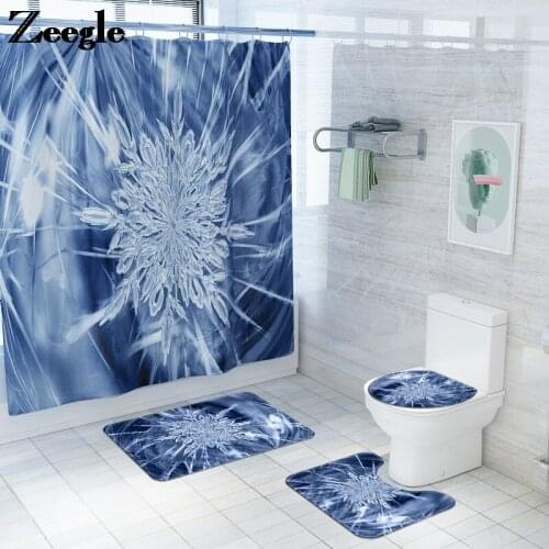 Bath and Mat Shower Curtain Set Printed Bathroom Mat Set Anti-slip Mat for Bathroom Absorbent Toilet Carpet Microfiber Foot Mat