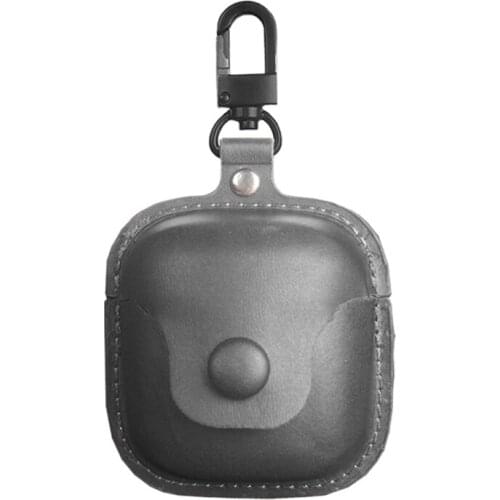 Top Leather Case for JBL TUNE 220TWS Portable Protective Cover with Keychain Bluetooth Headset Charging Box Black