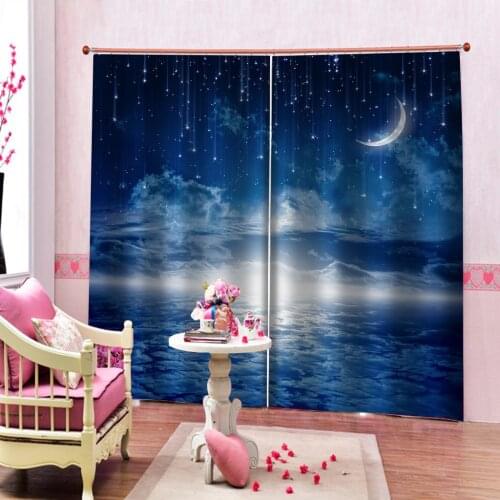 Beautiful Photo Fashion Customized 3D Curtains blue sky stars curtains Thick shading soundproof windproof curtain