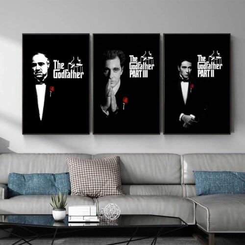 Marlon Brando Al Pacino The Godfather Movie Series Canvas Painting Classic Posters and Prints Wall Art Picture for Living Room