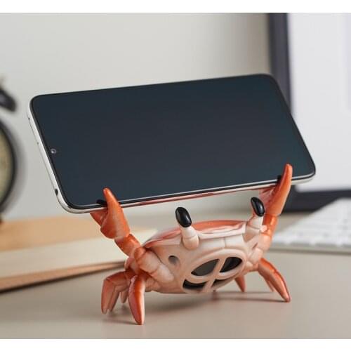 Crab Mini Wireless Bluetooth Speaker with Mobile Phone Holder Weightlifting Crab Desktop Stand Stereo Sound Subwoofer Decoration