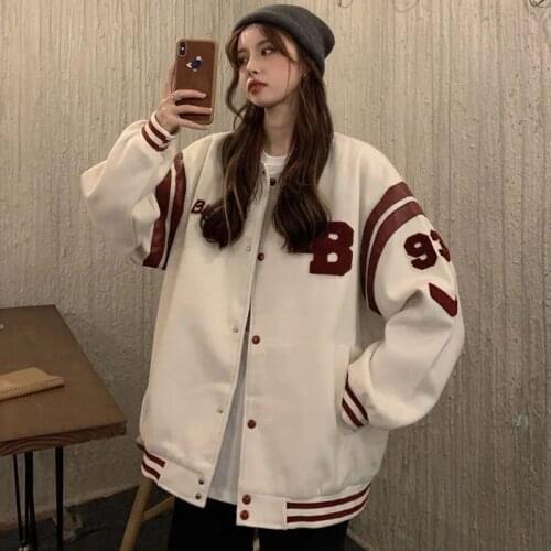 Men Women Coat American Baseball Bomber Autumn Jacket Loose Retro Outerwear Couples Sport Harajuku Plus Size Jackets Streetwear