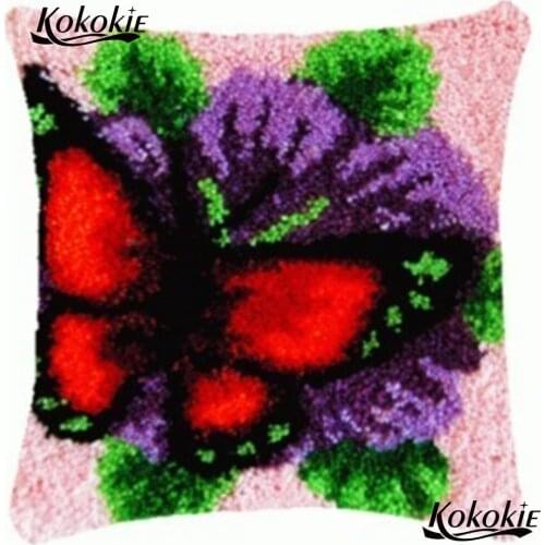 3d latch hook rug kits flowers Unfinished Crocheting Rug Kits Yarn butterfly Pillowcase cross stitch embroidery needlework sets