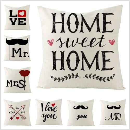 Nordic Ins Valentines Day Cushion Cover Home Decoration Linen Living Room Sofa Car Chair Throw Pillows Love Heart Pillowcase