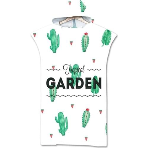 New leaves geometry Towel Adult Microfiber Dressing Robe Hooded Bath Towel Swimming Surfing Beachwear