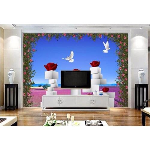 Custom photo mural 3d wallpaper White lavender post living room decor painting 3d wall murals wallpaper for walls 3 d
