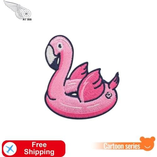 Pink Flamingo Animal Patches for Clothing Embroidery Iron on Patch Cute Appliques Sewing Logo Badges Cheap Wholesale Stickers