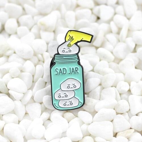 Sad Jar Enamel Pin Put your sadness in Jar and save them for later Cartoon cute creative badge Denim sweater T-shirt pin