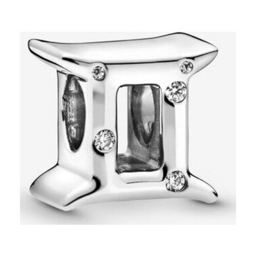 Fits Pandora Charms Bracelet 925 Sterling Silver Sparkling Gemini Zodiac Charm Beads for Jewelry Making Women Girl Gift Bijoux