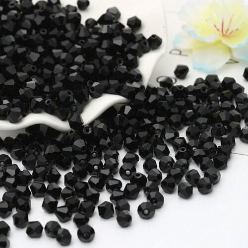 TianBo 100pcs 4mm Austrian Black Bicone Crystal Beads for Jewelry Making DIY Accessories Women Charm Faceted Spacer Glass Beads