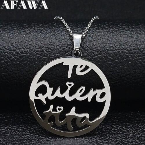 TITA Aunt Stainless Steel Necklace Chain Women Silver Color Statement Necklace Jewelry acero inoxidable joyeria mujer N501S01