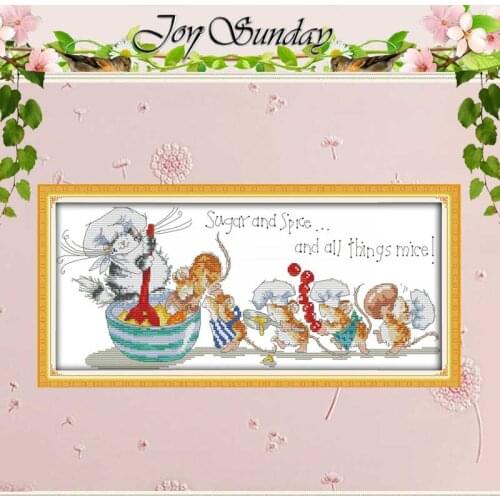Mice Saucing Food Patterns Counted Cross Stitch 11CT 14CT Cross Stitch Set Wholesale Cross-stitch Kit Embroidery Needlework