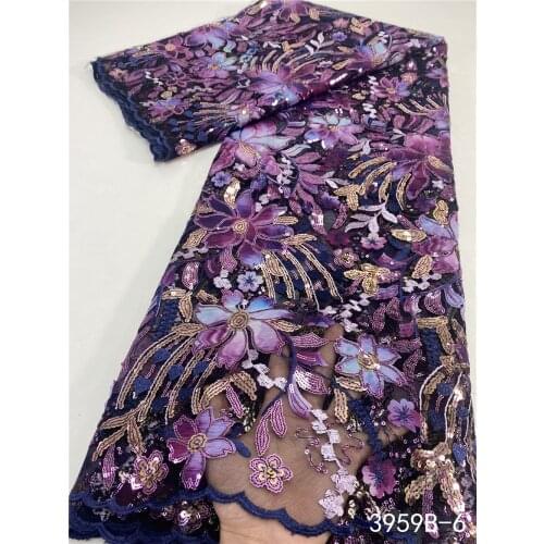 XIYA 2021 High Quality African French Lace Fabric With Sequins Nigerian Net Lace Fabric Chiffon Lace For Wedding Party 3959B