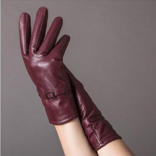 Svadilfari Wholesale New 2018 Leather Gloves Women Spring Fashion sheepskin genuine leather Gloves metal Business thick warm