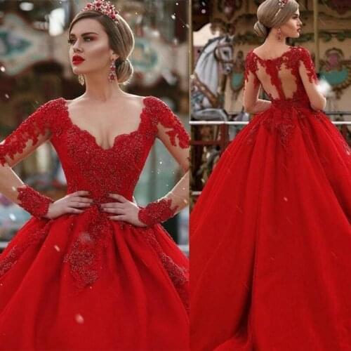 SoDigne Dubai Evening Dresses Long Red Sexy V Neck long Sleeves Beaded Formal Prom Dress Women celebrity Party Gowns