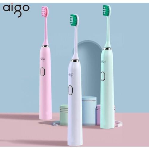 Aigo Sonic Electric Toothbrush Adult IPX7 Waterproof USB Rechargeable Tooth Brushes 5 Brushing Mode Replacement Heads