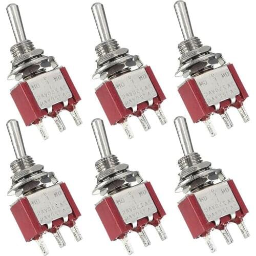 10Pcs Mini Toggle Switch 3 Pin 3 Position Momentary (ON)-OFF-(ON) SPDT 250V 3A