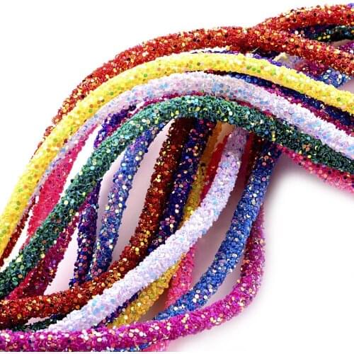10 Yards 6mm Glitter Sequins Rhinestones Soft Tube Cord Rope String for DIY Sandals Bracelet Garment Collar Craft Supplies