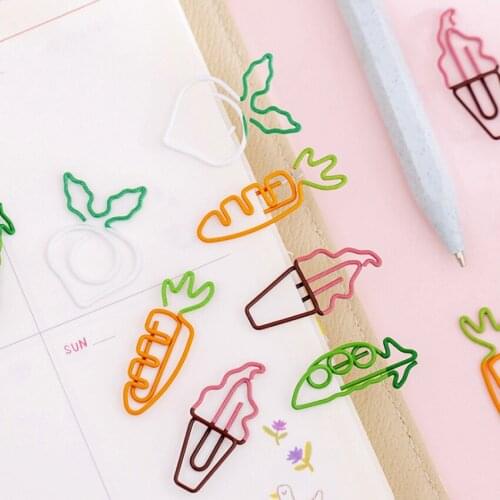 100pcs/lot Cartoon Cute Fruit Vegetables Paper Clip Note Clip Stationery Office School Supplies Material Oficina Wholesales
