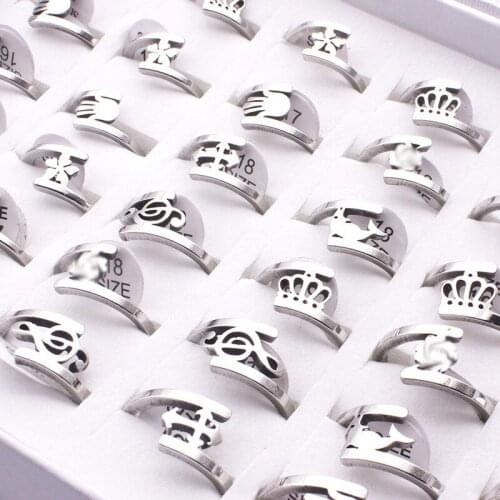 20 Pieces Mix Crown Palm Charm Stainless Steel Rings For Women Jewelry