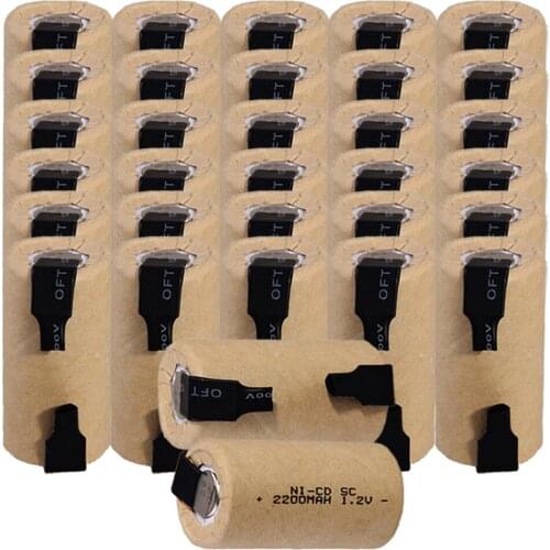 32 pcs SC battery 4.25cm*2.2cm 2200mah 1.2V NICD SUBC batteries for power tools for BOSCH for DEWALT for CASALS for MAKITA