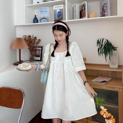 75308# Maternity Clothes Summer Cotton Short Sleeves Loose Stylish Dress Pregnant Women Pregnancy Clothes