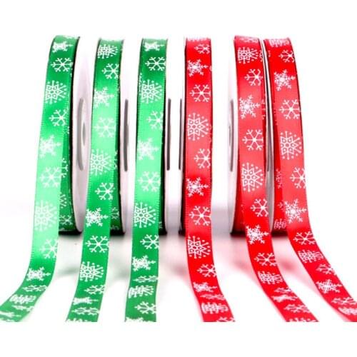 10mm 5Yards Christmas Snowflake Satin Ribbons Wedding Festival Party Decorations DIY Bow Craft Card Gifts Wrapping Supplies