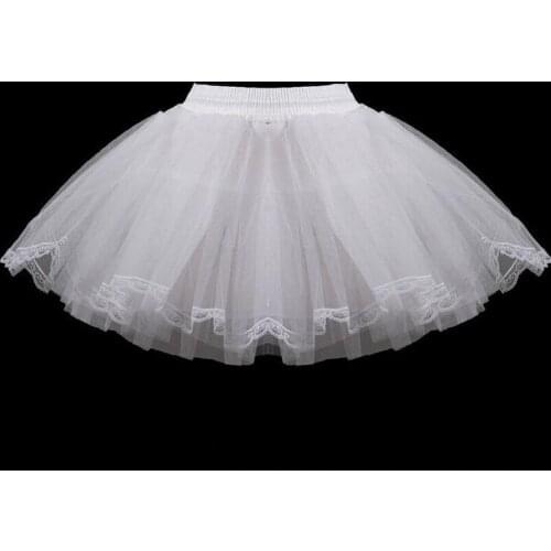 White Short Girls Wedding Petticoats Three Layers Lace Edge Tulle Boneless Petticoat Simple Mini Underskirts For Children Ruffle