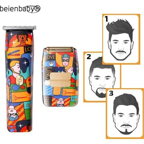 Titanium Double Foil Shaver Barber Finishing Tool Reciprocating Electric Men Razor Random Graffiti Pattern Free Shipping