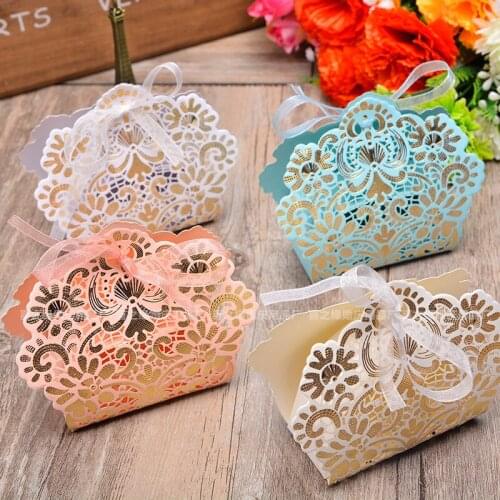 Candy paper packaging flower gift box laser hollow boite dragees de mariage wedding decor conos papel boda пакеты подарочные
