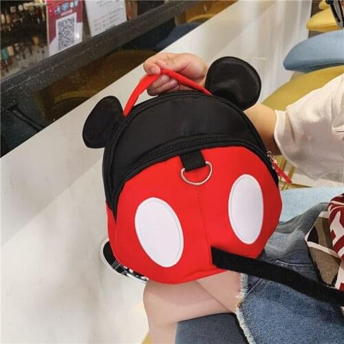 Disney Mickey Minnie Mouse Baby Walking Bag Girl Purse Bag Toddler Walker Safety Harness Bag Children Kindergarten School Bags