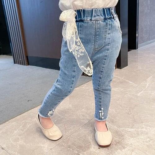 Jeans For Girls Lace Girl Jeans Pearls Jeans Baby Girl Spring Autumn Baby Girl Clothes Casual Style