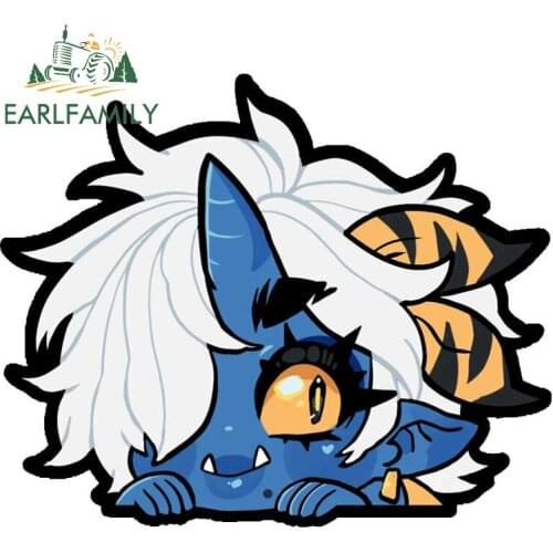 EARLFAMILY 13cm x 10.7cm for Blue Oni Peek Car Accessoires Stickers Cartoon Decals Waterproof Personality Camper RV Car Styling