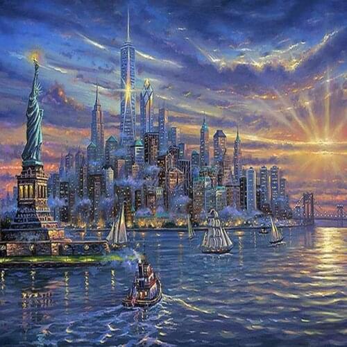 Full square / round diamond diamond embroidery night view New York 5D DIY diamond painting cross stitch rhinestone mosaic ZH