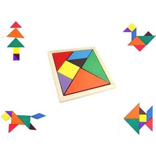 Colorful Wooden Tangram Brain Teaser Puzzle Educational Developmental Kids Toy