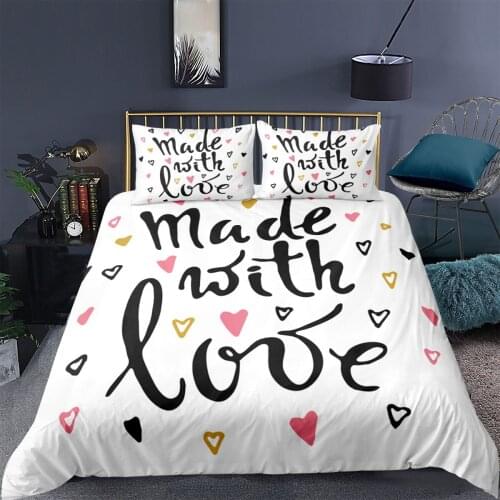 Love Text Pattern 3D Printed Duvet Quilt Cover Pillowcase Bedding Set Single Double Twin Queen King Home Textiles 2/3 Pcs