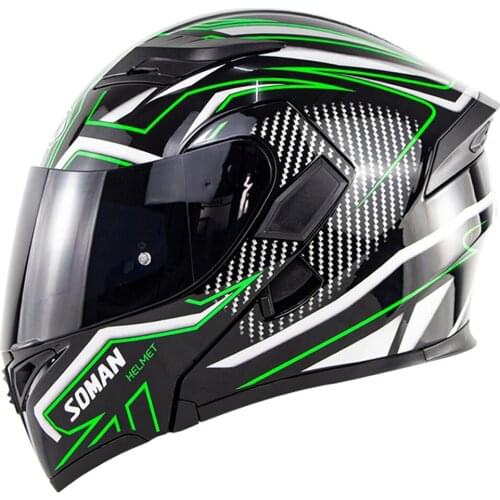 SOMAN Motorcycle Helmet Flip Up Casque Moto Men Cascos Para Moto Motorcycle Capacete Motorbike Riding Helmet Doublel Lens DOT