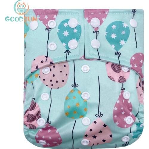 Goodbum Balloon Printed Washable Adjustable Double Gusset Square Cloth Nappy For Baby Diaper