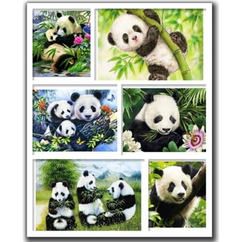 New5D Diamond Painting Panda Green Bamboo Animal Round Full Drill Cartoon Children DIY Mosaic Embroidery Cross Stitch Rhinestone