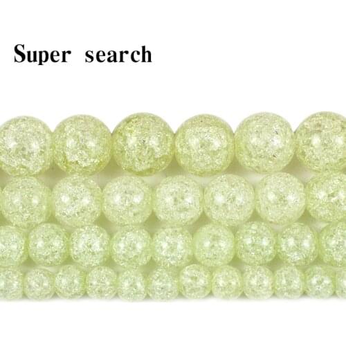 Natural Light Green Crack Crystal Beads For Jewelry Making 6mm-12mm Round Loose Stone Beads Diy Bracelet Necklace 15'' woman