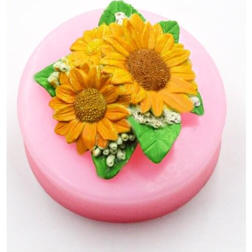 2020 New Arrival 3D sunflower fondant cake silicone Mold Flower Shaped chocolate handmade soap aroma plaster mold